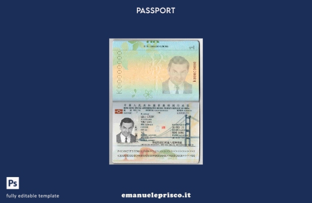 modello di passaporto di Hong Kong in stile verificato